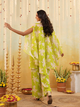 Lime Tropical Embellished Three Piece Set