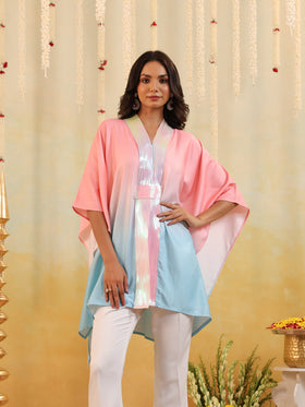 Cyan Ombre Embellished Cape