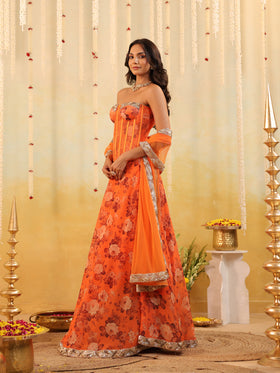 Floral Rust Embellished Three Piece Set