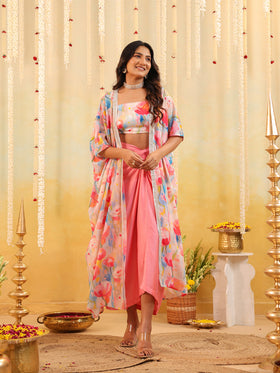 Pastel Tulip Embellished Three Piece Set