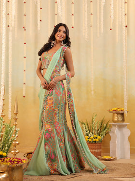 Pop Mirage Embellished Draped Saree