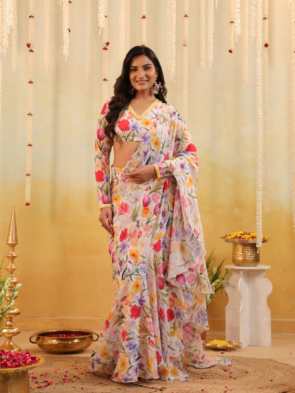 Garden Tulipe Embellished Draped Saree