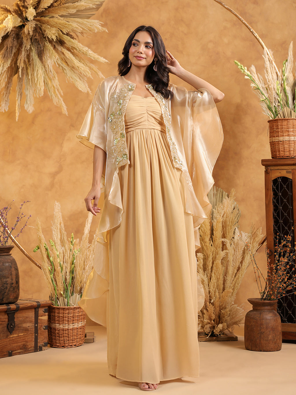 Golden Glow Luxe Embellished Gown