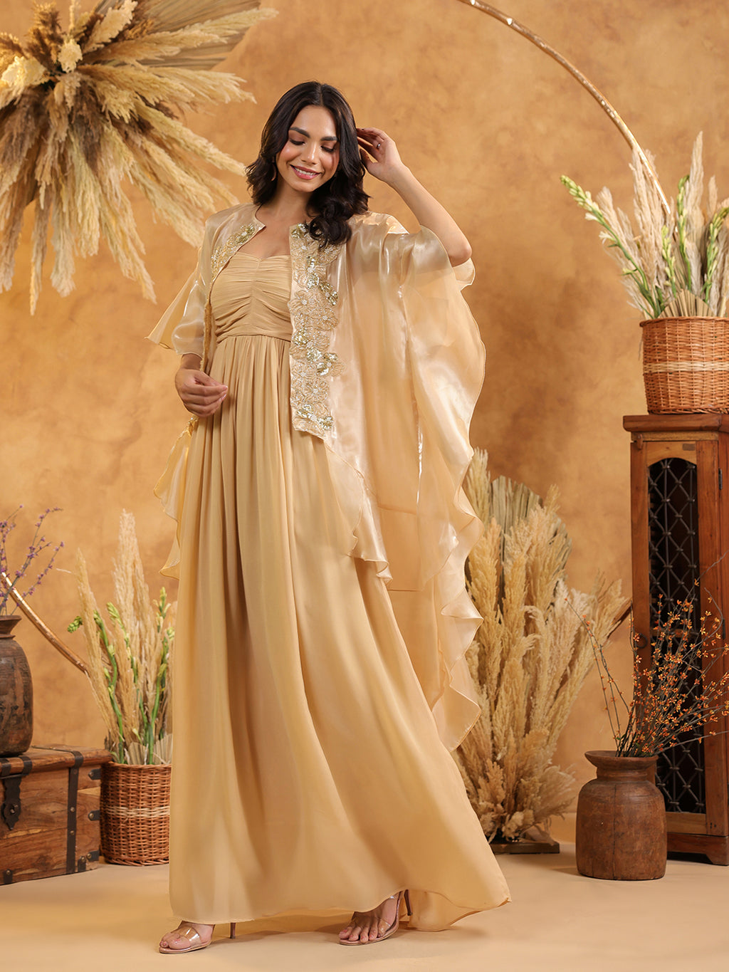 Golden Glow Luxe Embellished Gown