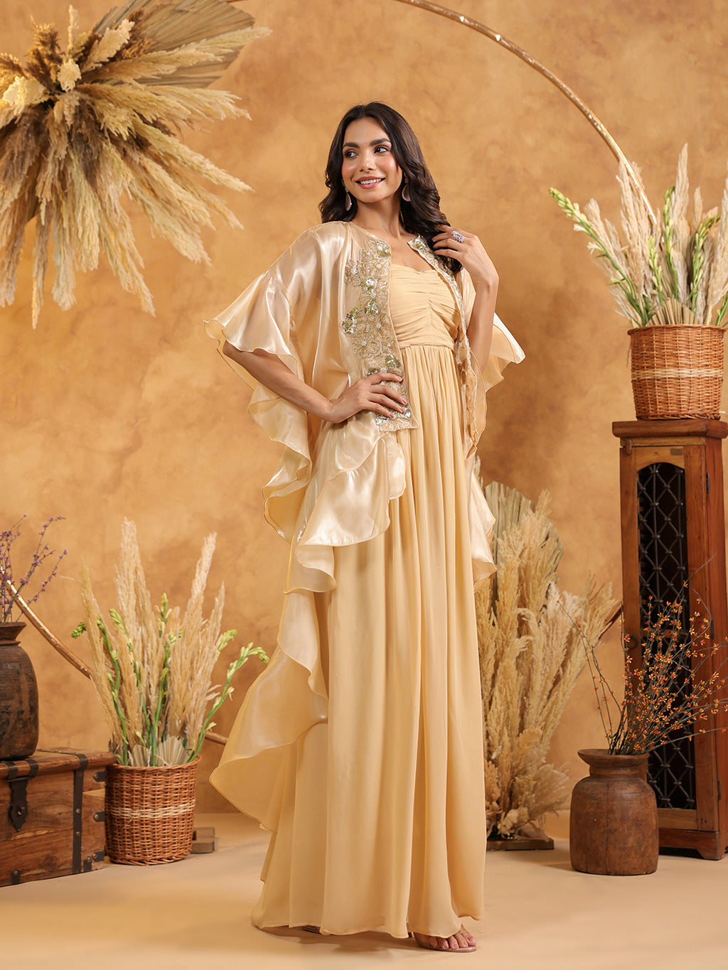 Golden Glow Luxe Embellished Gown