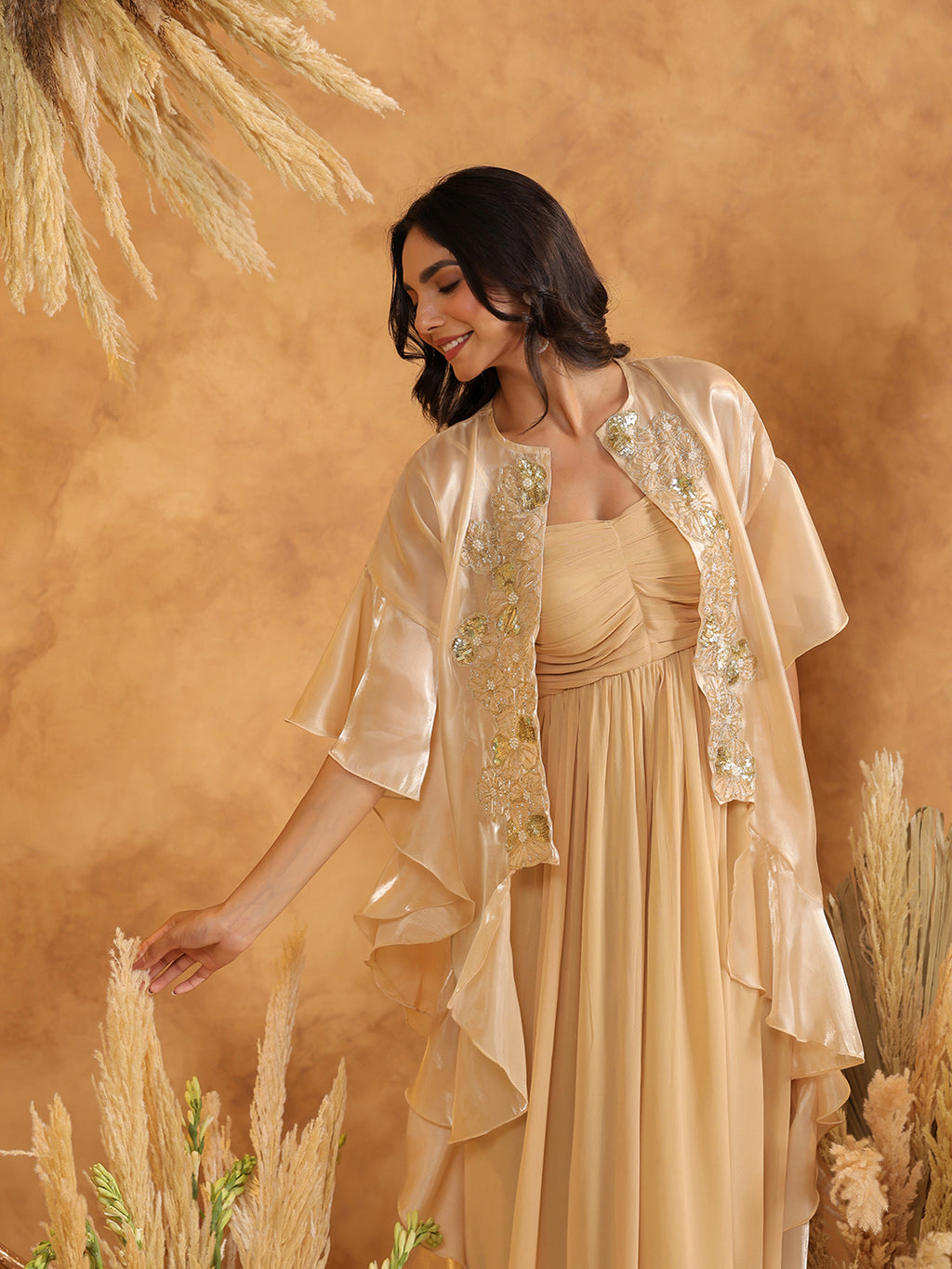 Golden Glow Luxe Embellished Gown