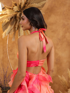 Sunset Sorbet Ruffle Gown