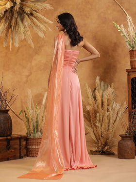 Enchanted Peach Drape Gown