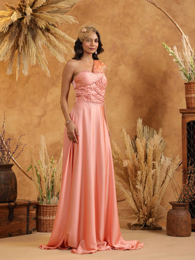 Enchanted Peach Drape Gown