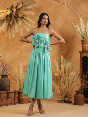 Mint Floral Midi Dress