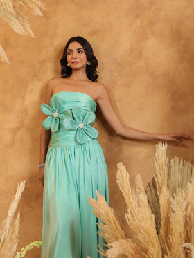 Mint Floral Midi Dress