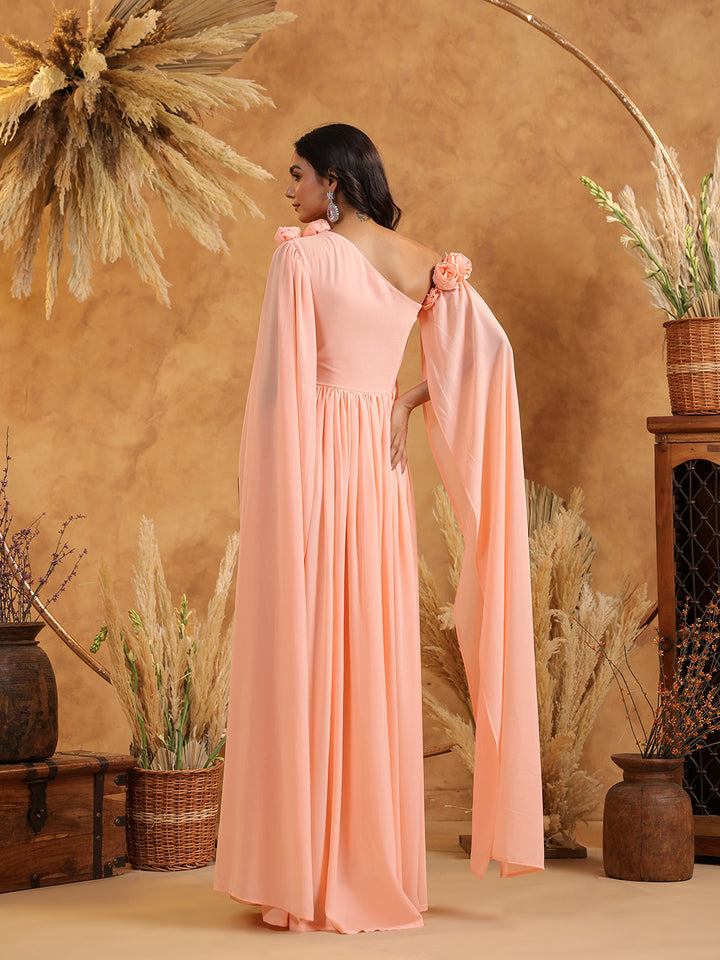 Peach Blossom Cape Gown