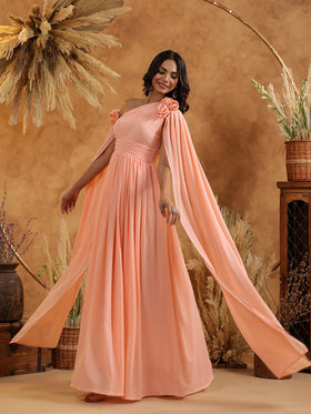 Peach Blossom Cape Gown