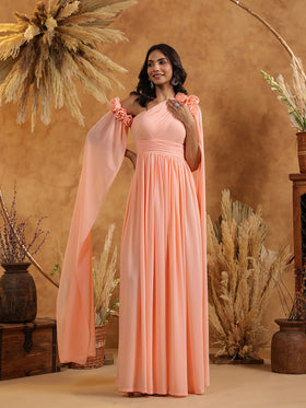 Peach Blossom Cape Gown