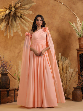 Peach Blossom Cape Gown