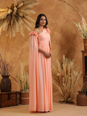 Peach Blossom Cape Gown
