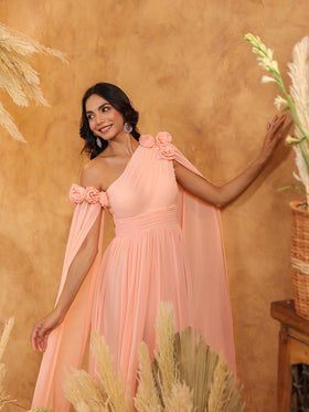 Peach Blossom Cape Gown