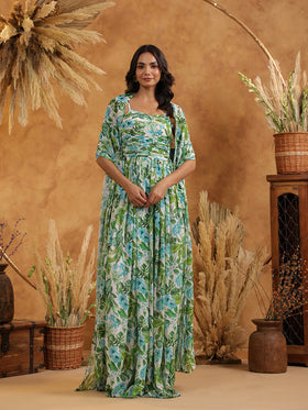Tropical Fern Gown & Cape Set