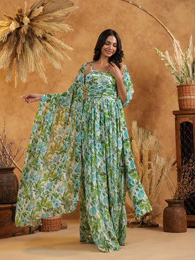 Tropical Fern Gown & Cape Set