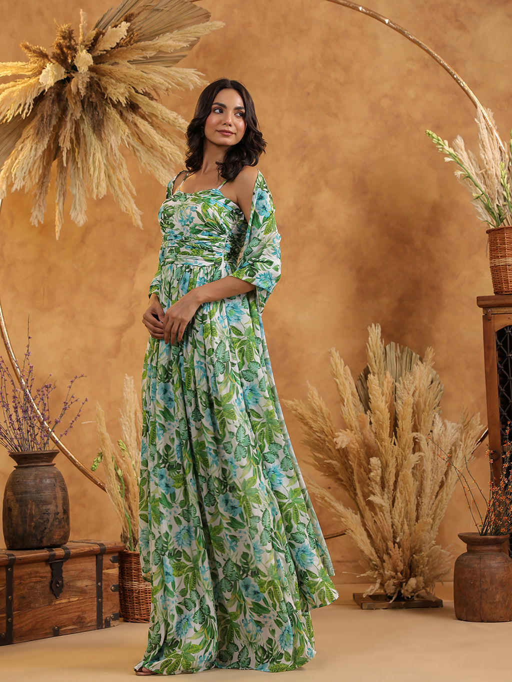 Tropical Fern Gown & Cape Set