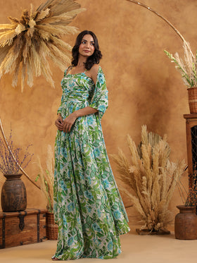 Tropical Fern Gown & Cape Set