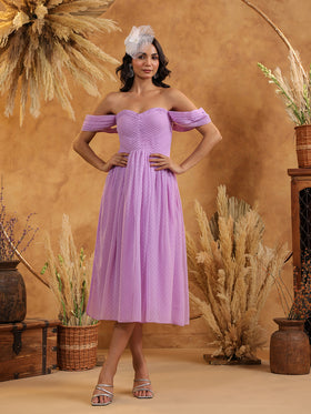 Lavender Off-Shoulder Dress