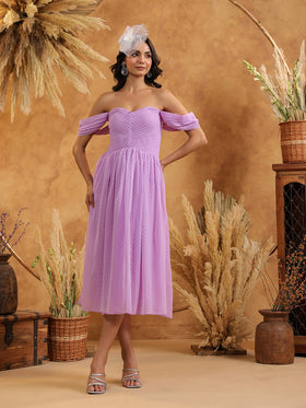 Lavender Off-Shoulder Dress