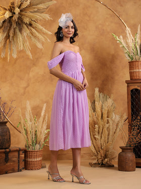 Lavender Off-Shoulder Dress