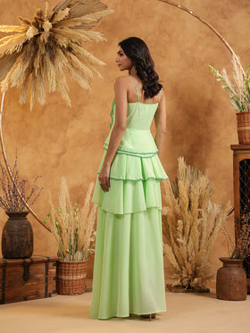 Mint Ruffle Cascade Gown