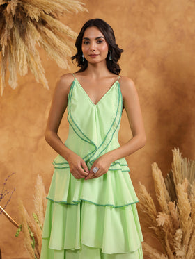 Mint Ruffle Cascade Gown