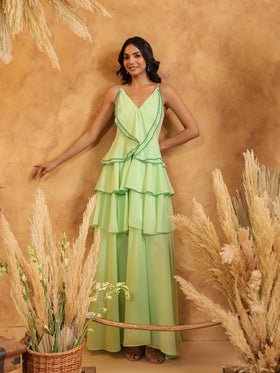 Mint Ruffle Cascade Gown