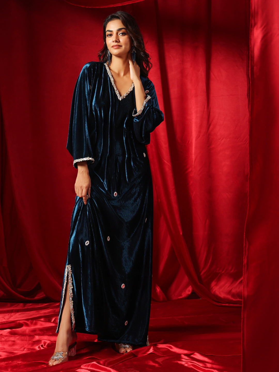 Celestial Velvet Embellished Gown