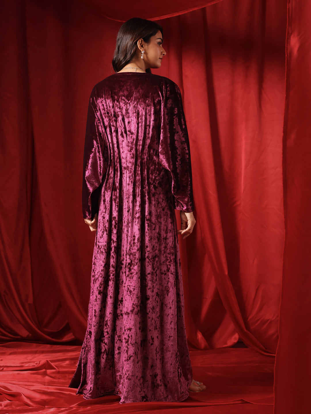 Rasin Velvet Drape Gown