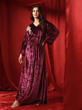Rasin Velvet Drape Gown