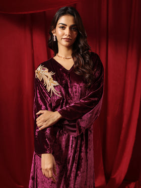 Rasin Velvet Drape Gown