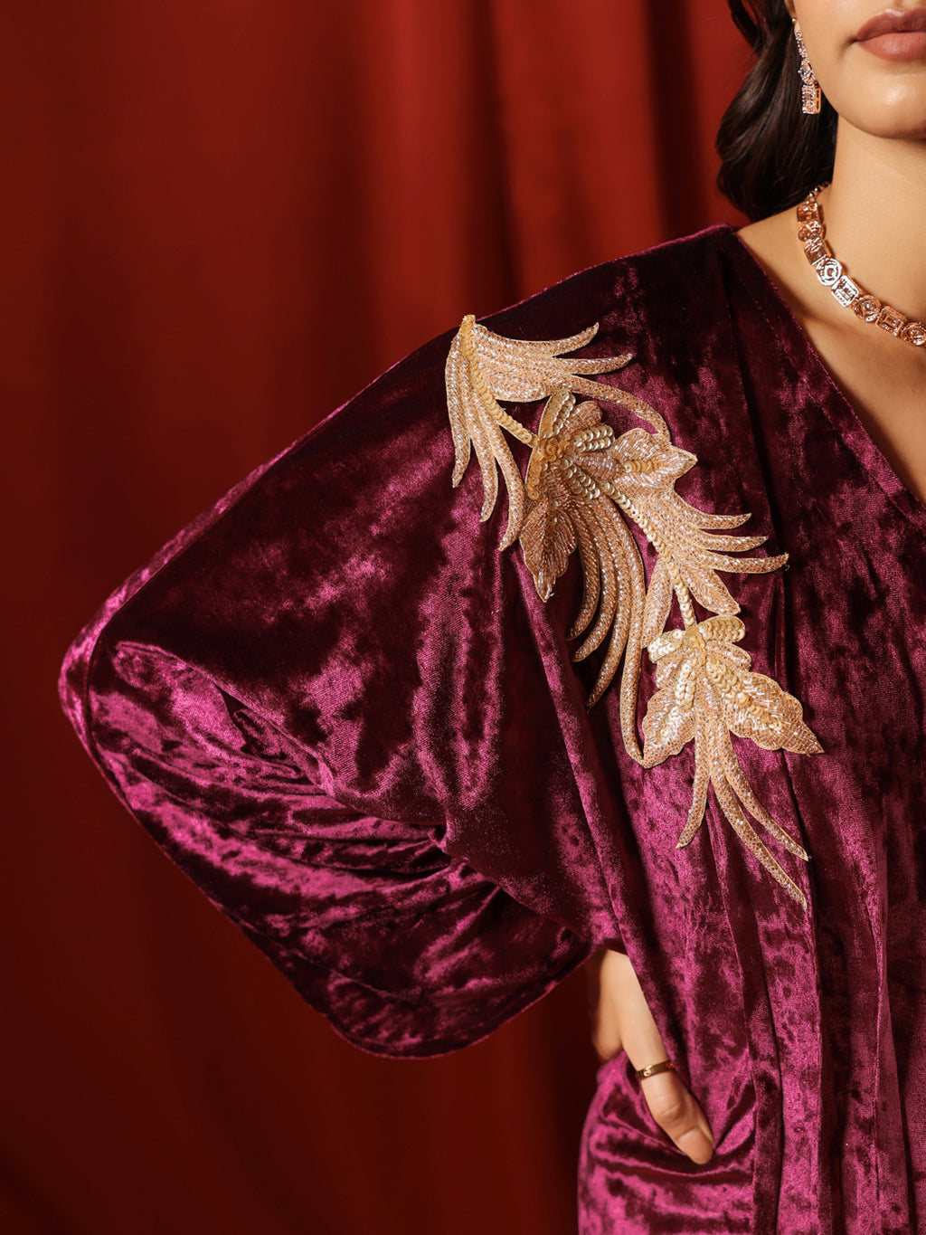 Rasin Velvet Drape Gown