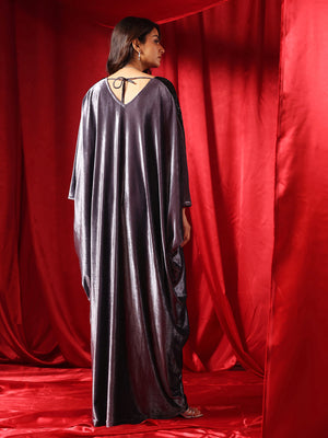 Mystic Slate Velvet Drape Gown