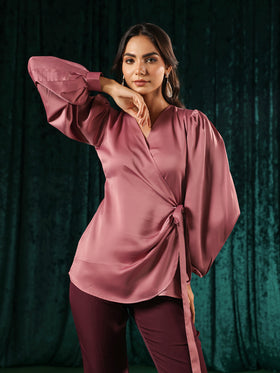 Blush Wrap Side Knot Top