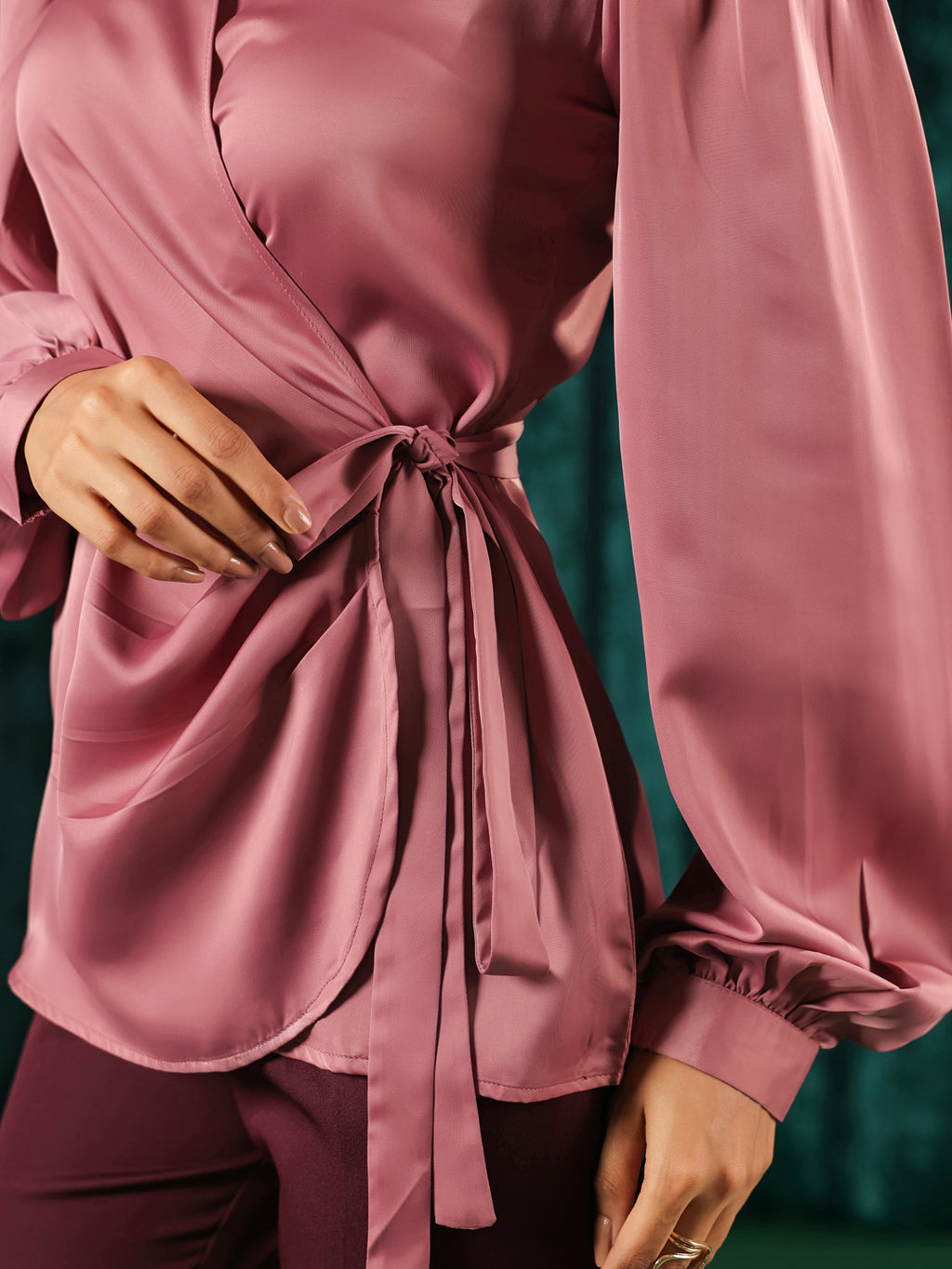 Blush Wrap Side Knot Top