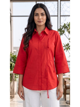 Red Tie Detail Shirt