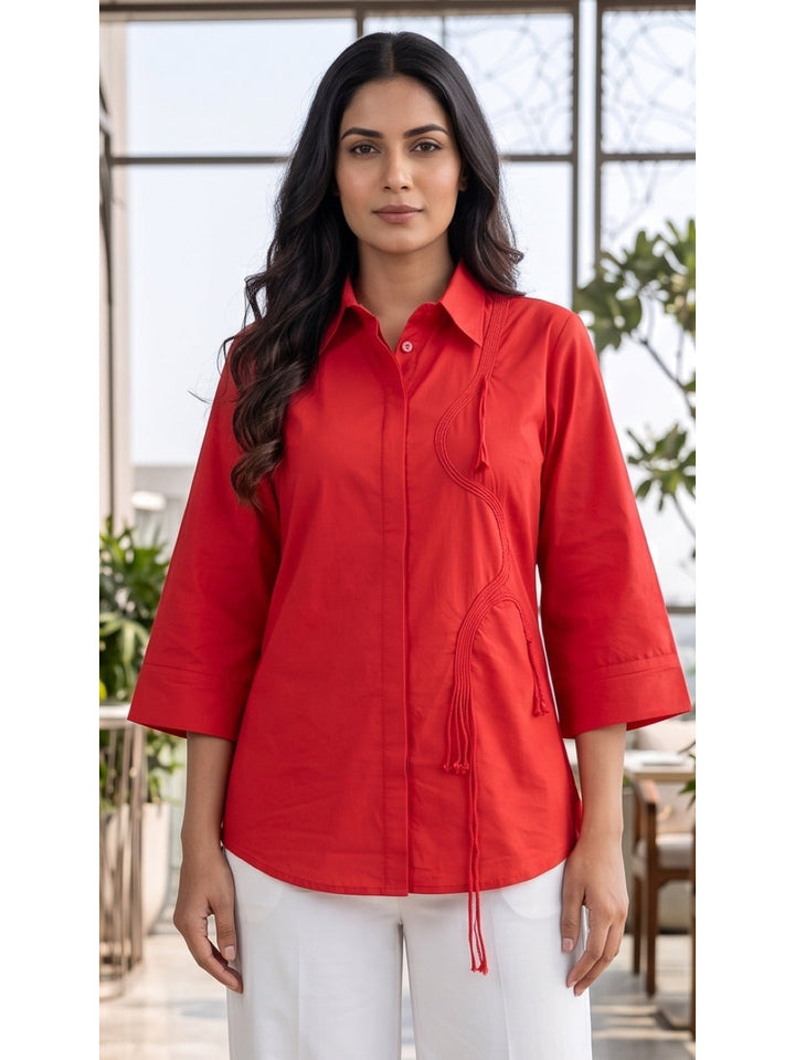 Red Tie Detail Shirt