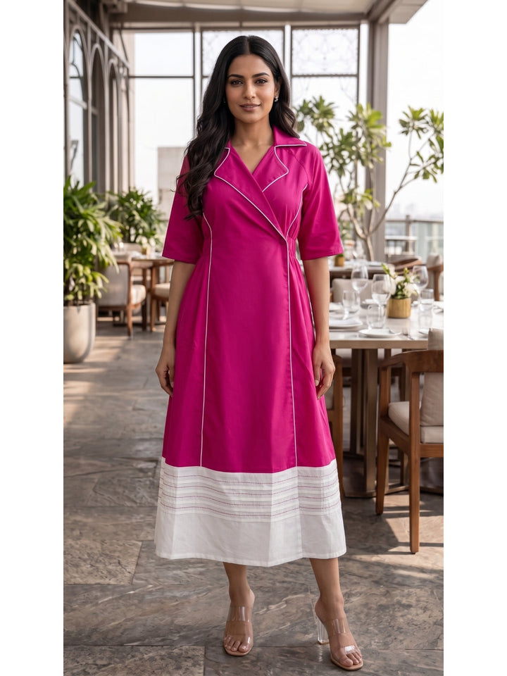 Fuchsia Wrap Midi Dress