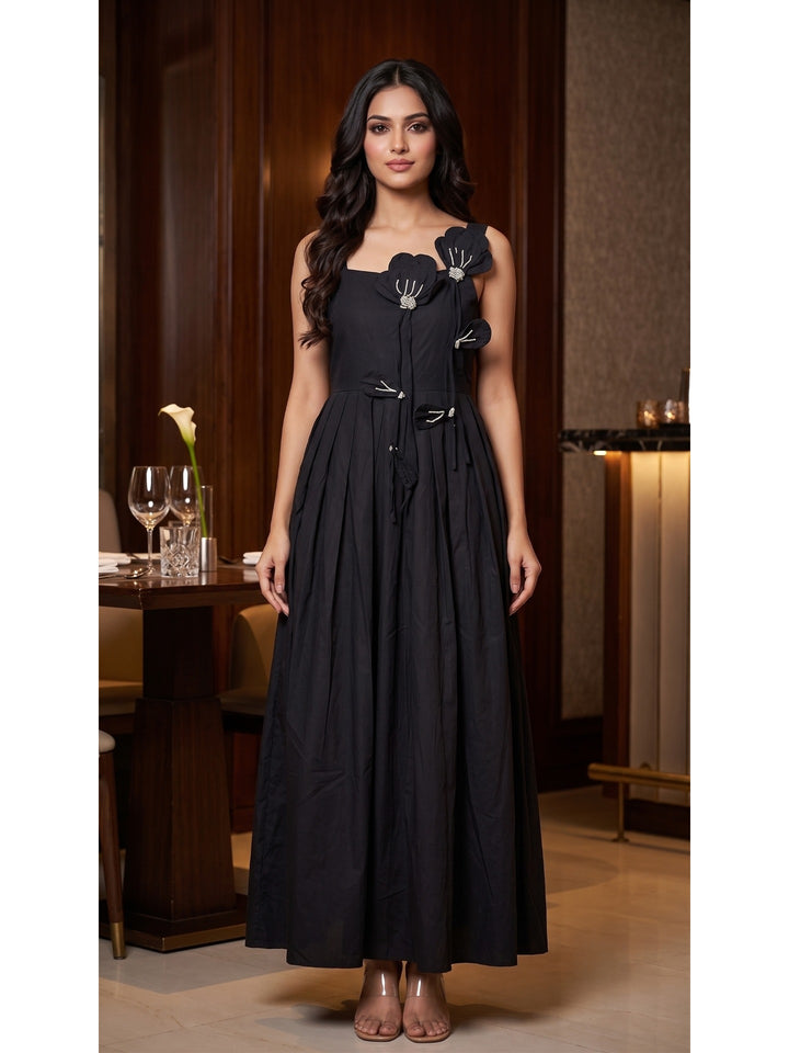 Black Applique Maxi Dress