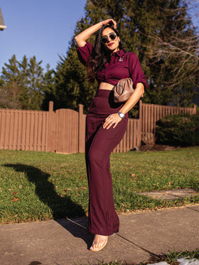 Top and Wine Trousers Set for Women