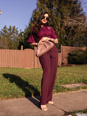 Top and Wine Trousers Set for Women