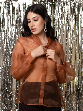 Baloon Sleeve Organza Shirt