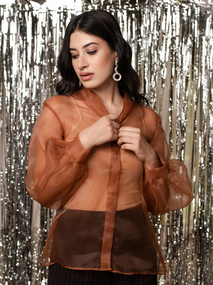 Baloon Sleeve Organza Shirt
