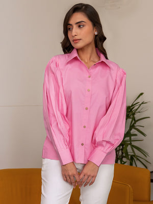 Fuchsia Baloon Sleeve Shirt