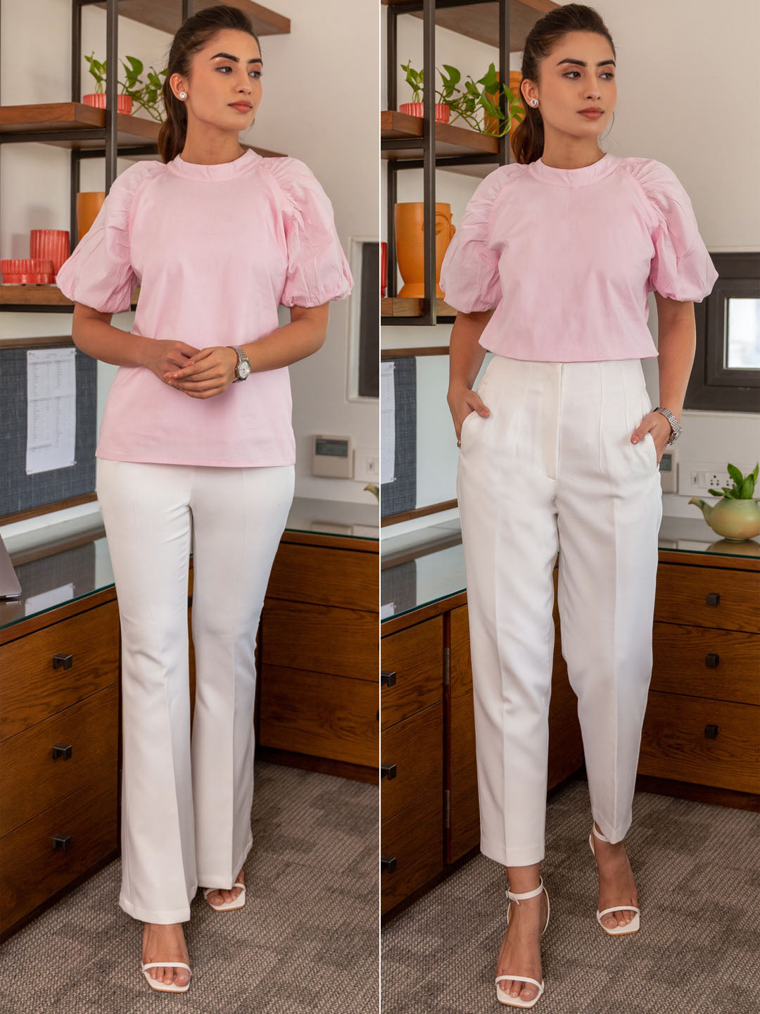 BLUSH PINK SET OF HIGH WAISTED PANTS AND CROPPED PANTS – Le Obsession  Boutique