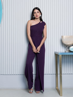 Purple One Shoulder Jumpsuit